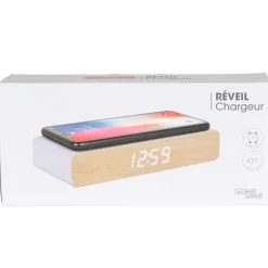 La Chaise Longue Horloge & Réveil-REVEIL CHARGEUR BOIS VIOLET