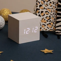 La Chaise Longue Horloge & Réveil-REVEIL LED BOIS BLANC