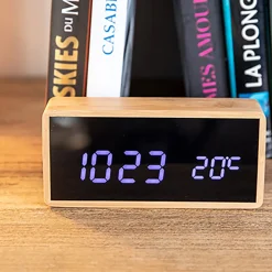 La Chaise Longue Horloge & Réveil-REVEIL LED GM FIBRE BOIS NATUREL