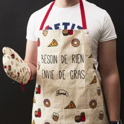 La Chaise Longue Pique-nique & Barbecue|Accessoires-SET TABLIER ET GANT DE CUISINE BESOIN DE RIEN ENVIE DE GRAS