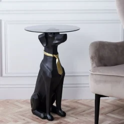 La Chaise Longue Mobilier-TABLE BASSE DECO CHIEN ASSIS 66CM