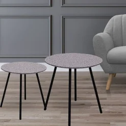 La Chaise Longue Mobilier-TABLE EFFET GRANIT GRIS X2 PLUTON