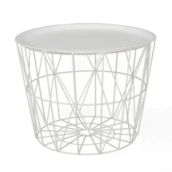 La Chaise Longue Mobilier-TABLE FILAIRE METAL BLANC DIAMETRE 50CM