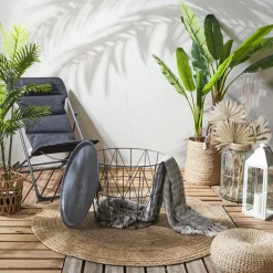 La Chaise Longue Mobilier-TABLE FILAIRE METAL GRIS DIAMETRE 50CM