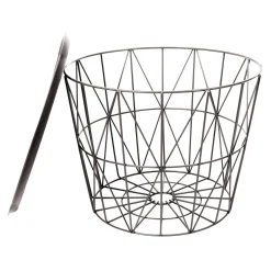 La Chaise Longue Mobilier-TABLE FILAIRE METAL TAUPE DIAMETRE 50CM