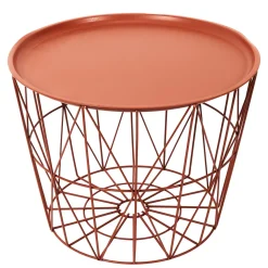 La Chaise Longue Mobilier-TABLE FILAIRE METAL TERRACOTTA DIAMETRE 50CM