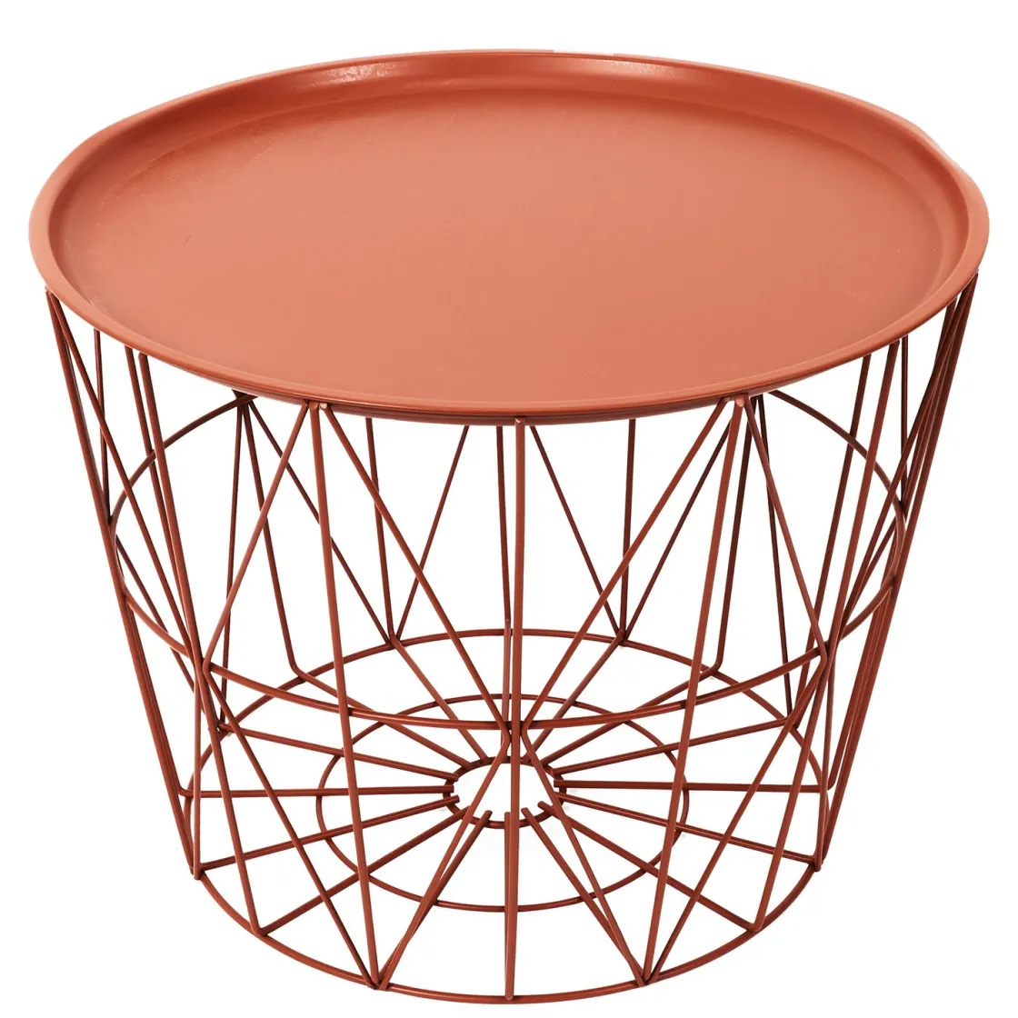 La Chaise Longue Mobilier-TABLE FILAIRE METAL TERRACOTTA DIAMETRE 50CM