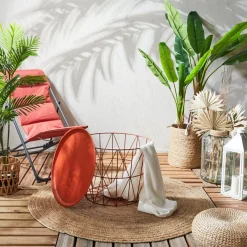 La Chaise Longue Mobilier-TABLE FILAIRE METAL TERRACOTTA DIAMETRE 50CM