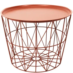 La Chaise Longue Mobilier-TABLE FILAIRE METAL TERRACOTTA DIAMETRE 50CM