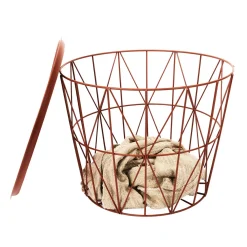 La Chaise Longue Mobilier-TABLE FILAIRE METAL TERRACOTTA DIAMETRE 50CM