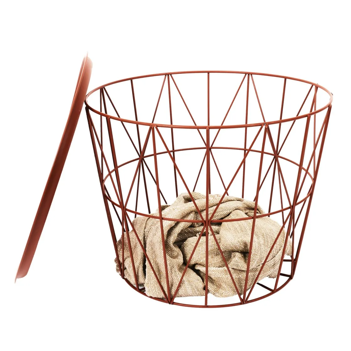 La Chaise Longue Mobilier-TABLE FILAIRE METAL TERRACOTTA DIAMETRE 50CM