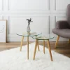 La Chaise Longue Mobilier-TABLE GIGOGNE EN VERRE TREMPE PLATEAU ROND X2