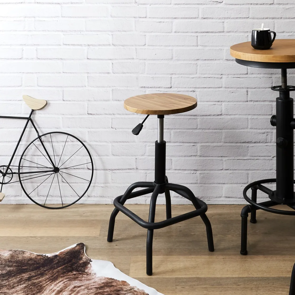 La Chaise Longue Mobilier-TABOURET DE BAR REGLABLE BOIS BRUT ACE