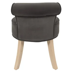 La Chaise Longue Mobilier-TABOURET ELEONOR VELOURS GRIS
