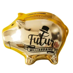 La Chaise Longue Déco-TIRELIRE COCHON MILLIARDAIRE GOLD