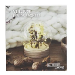 La Chaise Longue Déco Lumineuse|Déco-VEILLEUSE RONDE FLEURS SECHEES