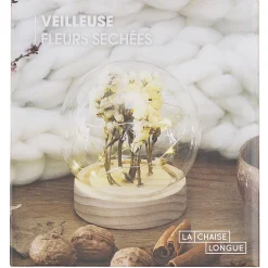 La Chaise Longue Déco Lumineuse|Déco-VEILLEUSE RONDE FLEURS SECHEES