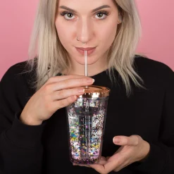 La Chaise Longue Boissons & Cocktails-VERRE A PAILLETTES AVEC PAILLE