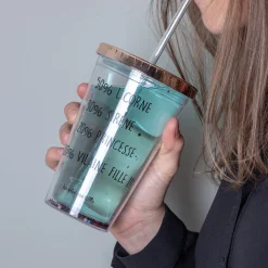 La Chaise Longue Boissons & Cocktails-VERRE A PAILLETTES AVEC PAILLE