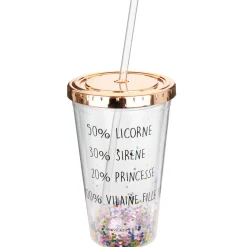 La Chaise Longue Boissons & Cocktails-VERRE A PAILLETTES AVEC PAILLE