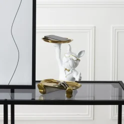 La Chaise Longue Déco-VIDE POCHES BOULEDOGUE 2 PLATEAUX BLANC