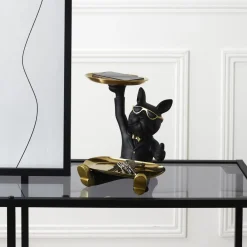 La Chaise Longue Déco-VIDE POCHES BOULEDOGUE 2 PLATEAUX NOIR