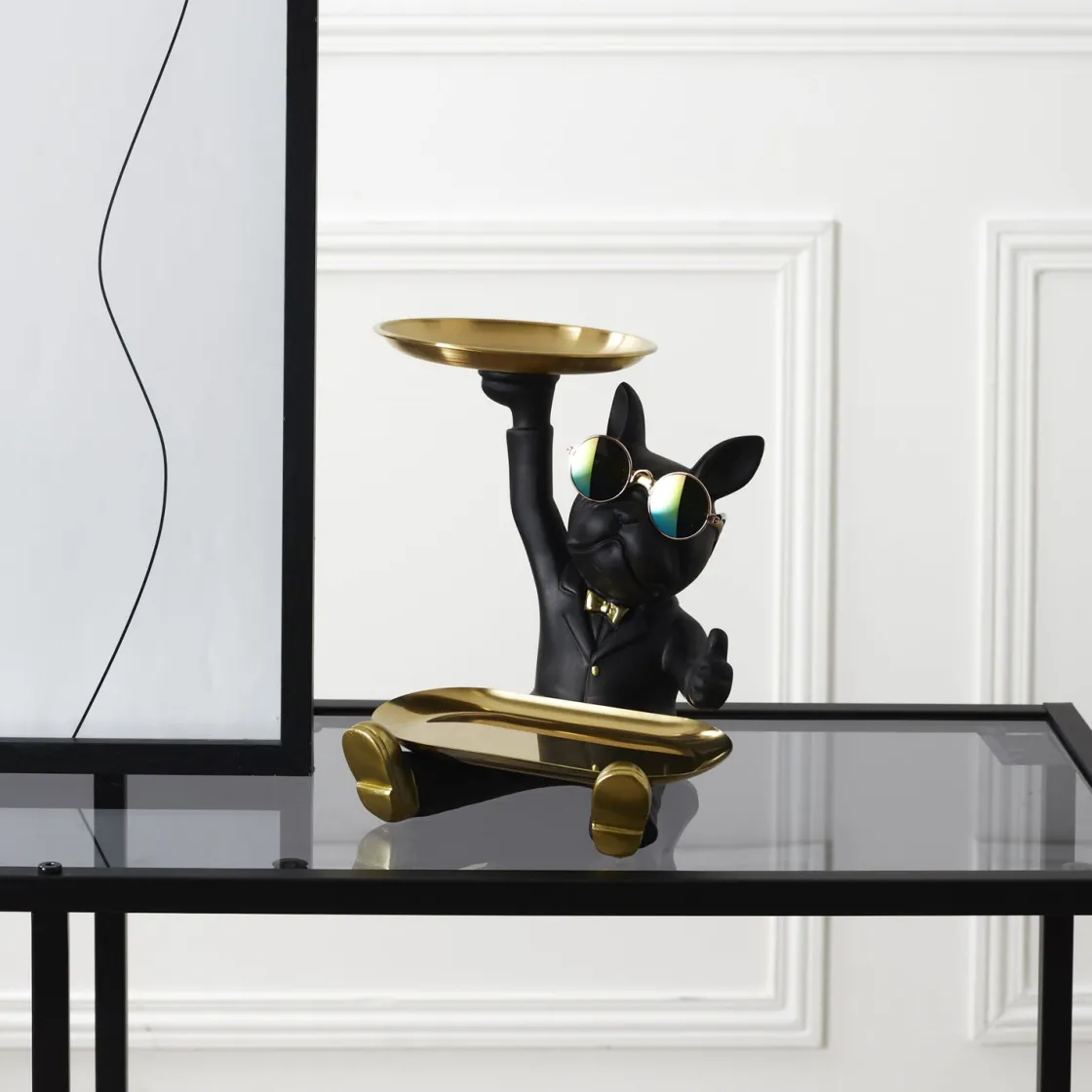 La Chaise Longue Déco-VIDE POCHES BOULEDOGUE 2 PLATEAUX NOIR