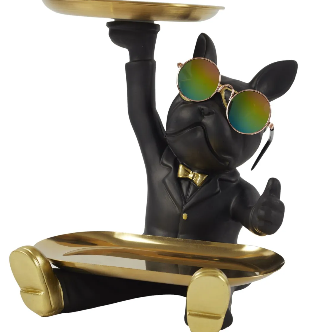 La Chaise Longue Déco-VIDE POCHES BOULEDOGUE 2 PLATEAUX NOIR