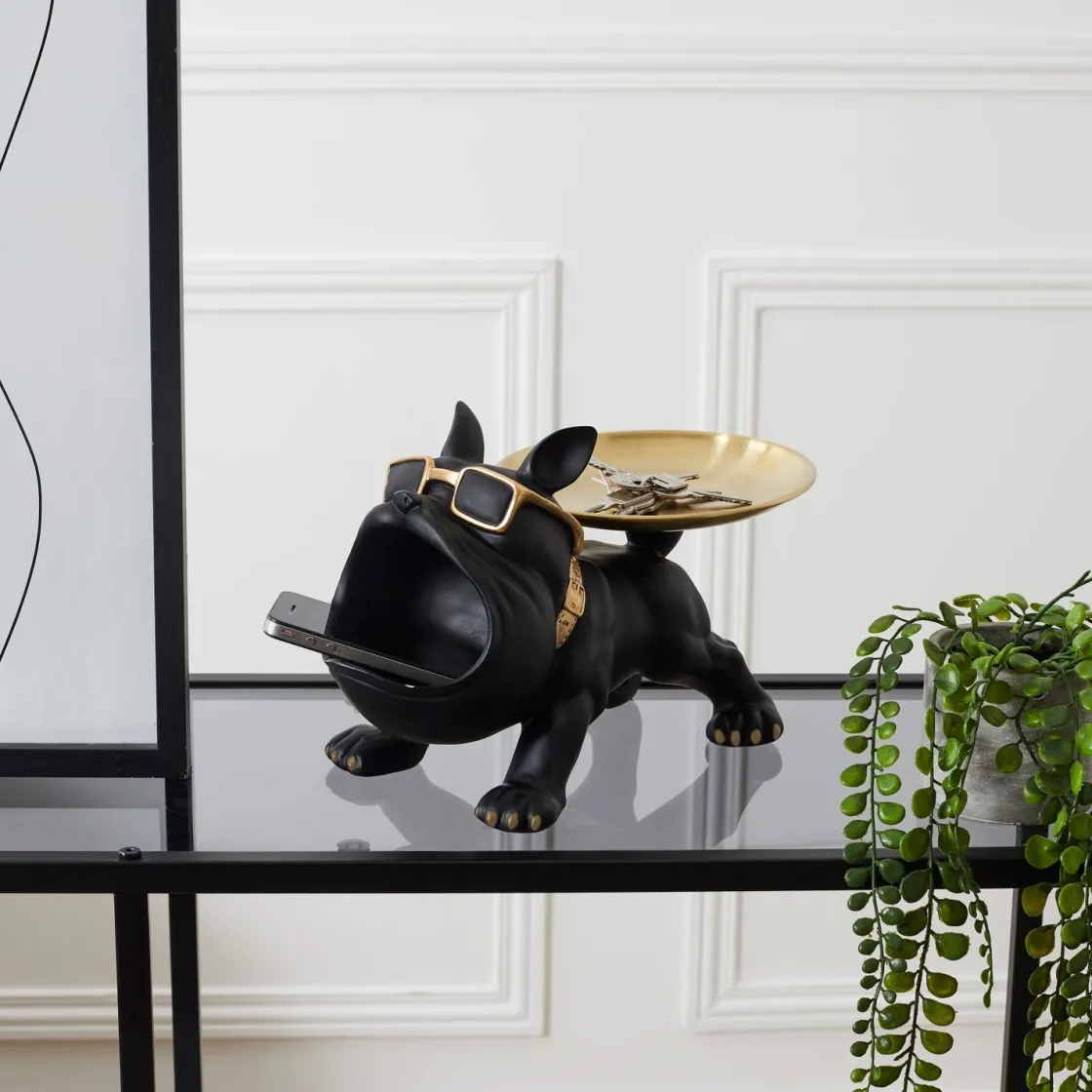 La Chaise Longue Déco-VIDE POCHES BOULEDOGUE MOLOSSE NOIR