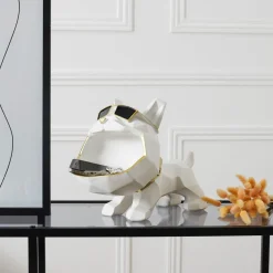 La Chaise Longue Déco-VIDE POCHES BOULEDOGUE ORIGAMI BLANC